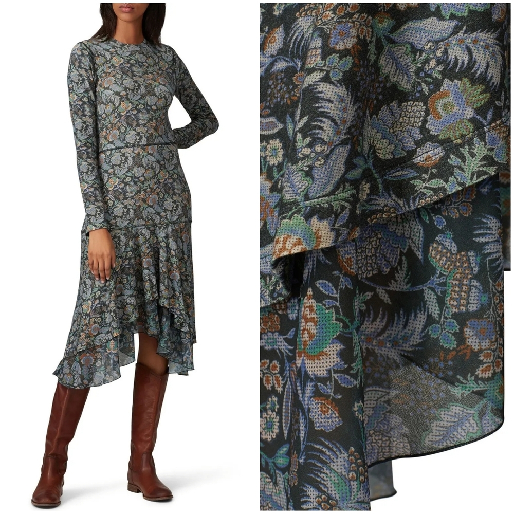 NWOT See By Chloé Multi Green Floral Dress High Low MSRP$475 Sz M